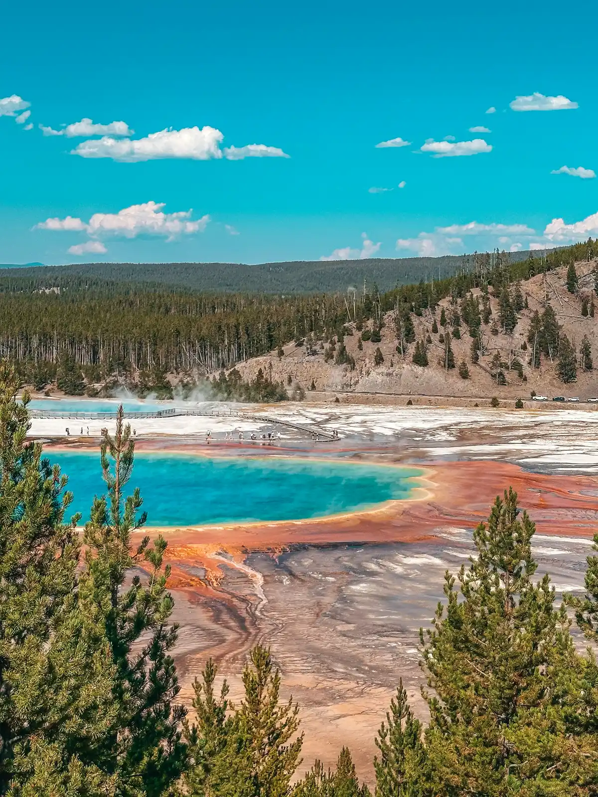 View Of Grand Prismatic From Fairy Falls Trail In At Yellowstone National Park