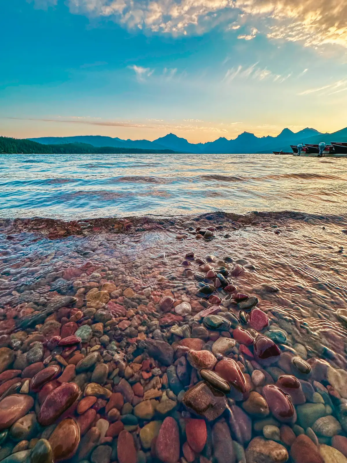 Colorful Stones At Lake McDonald For Sunrise At Glacier National Park