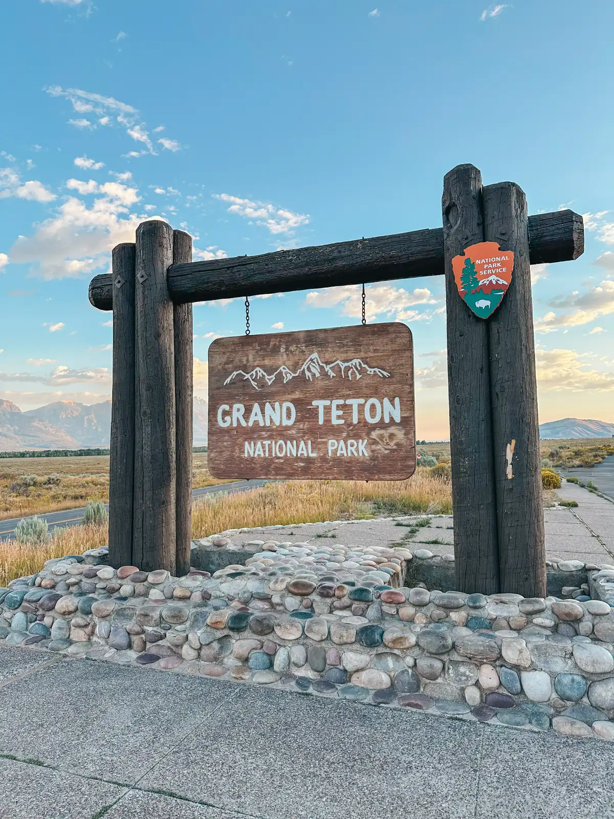 Grand Teton National Park Entrance Sign In The Morning Light