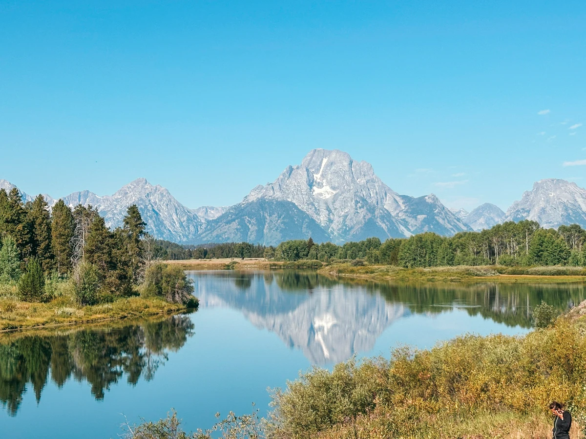 Mount Moran On A Clear Day In Grand Teton National Park In Wyoming