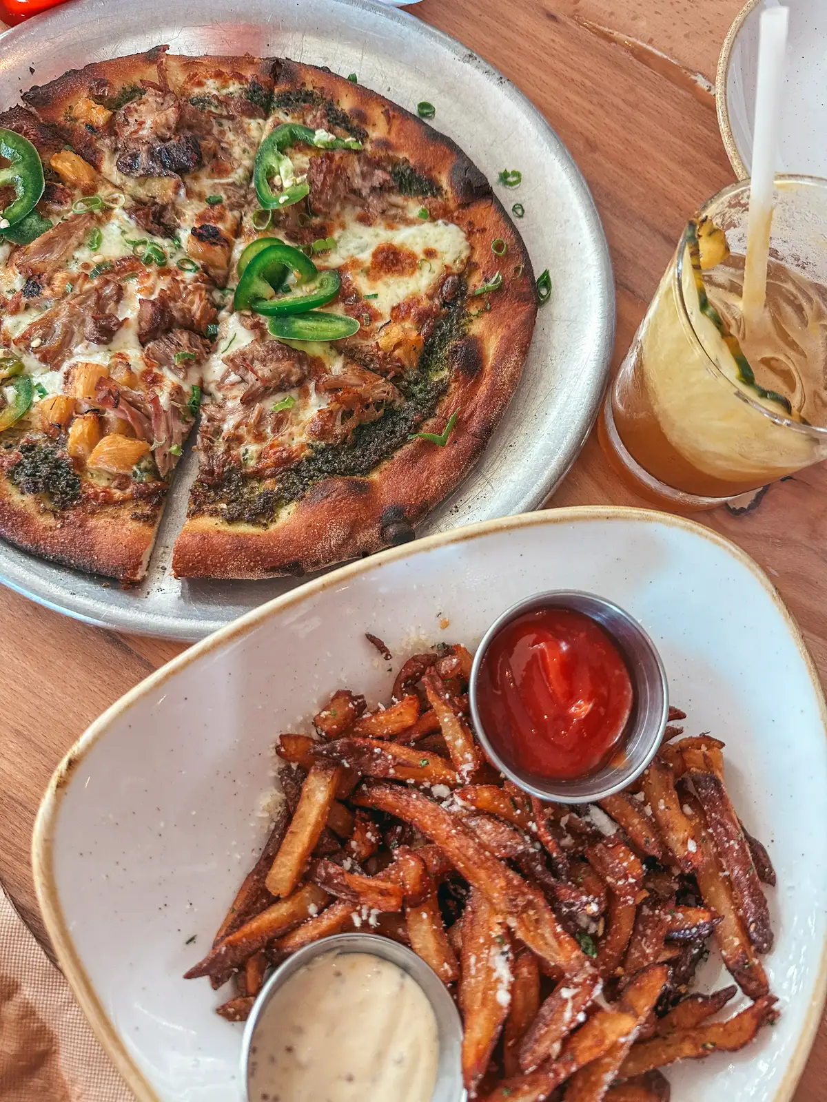 Pizza And Truffle Fries From Monkeypod At Ko Olina On Oahu