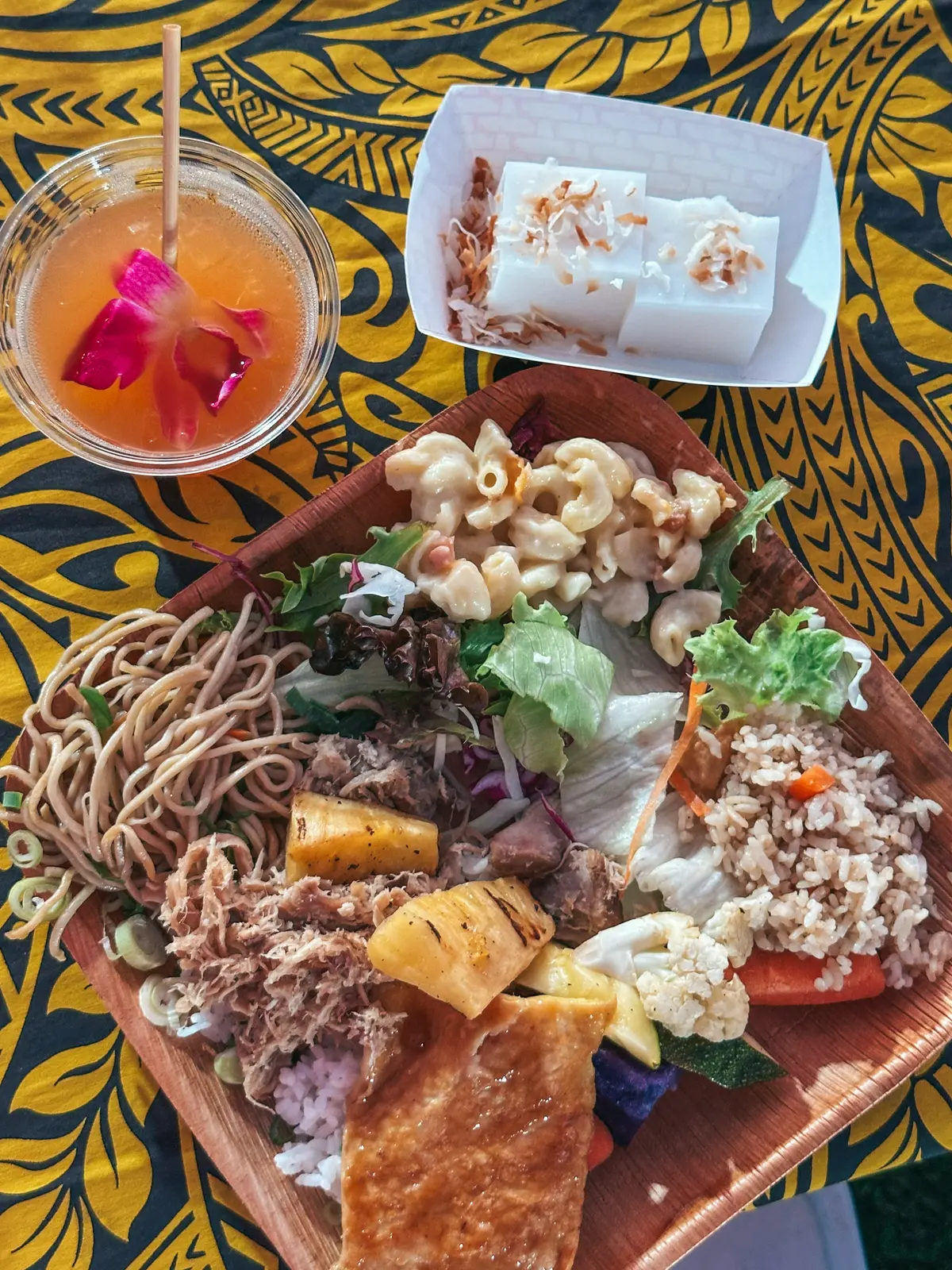 Plate Of Food From Buffet At Mauka Warriors Luau On Oahu