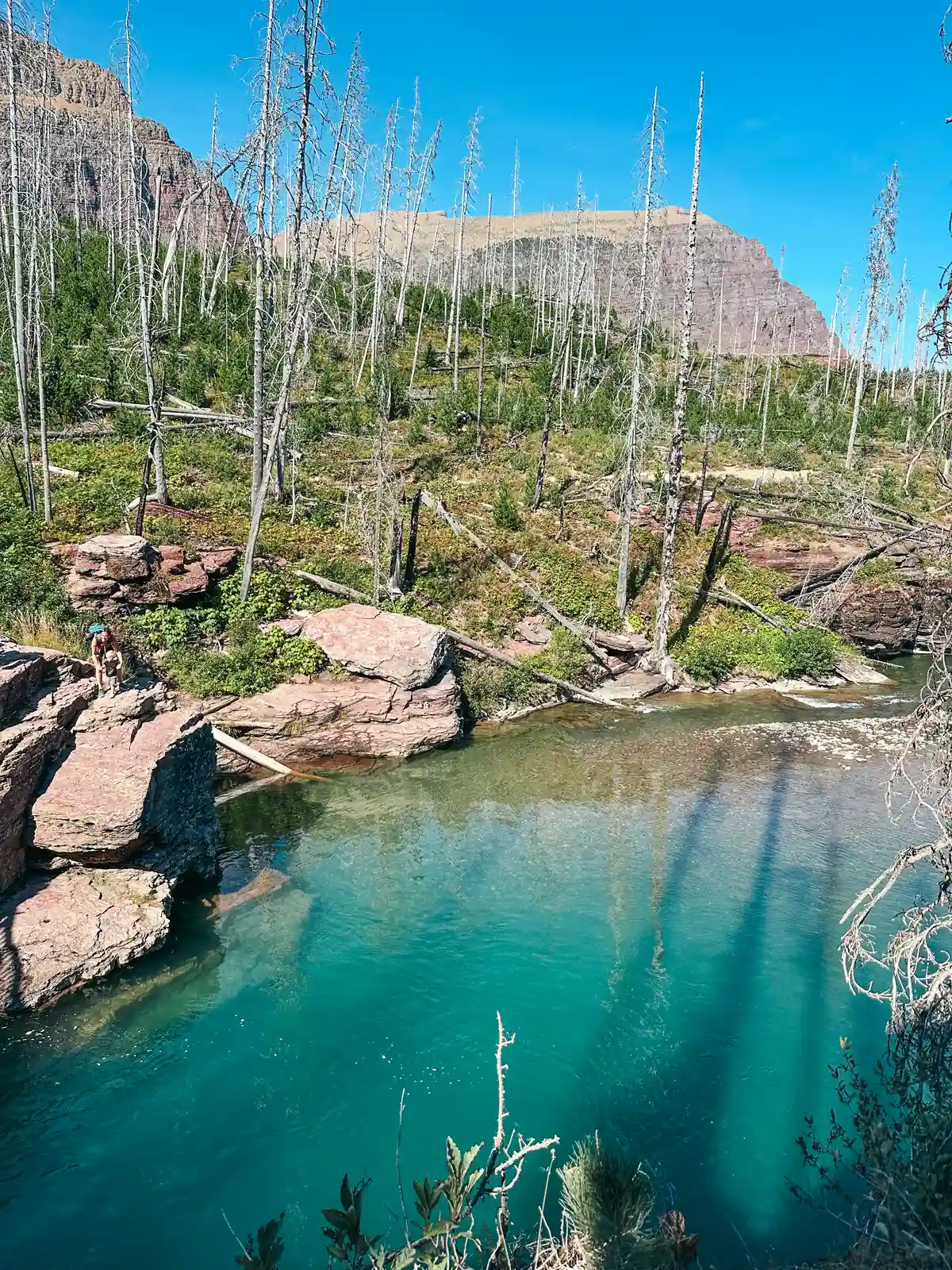 Stunning Water At St Mary Falls In Glacier National Park In Montana
