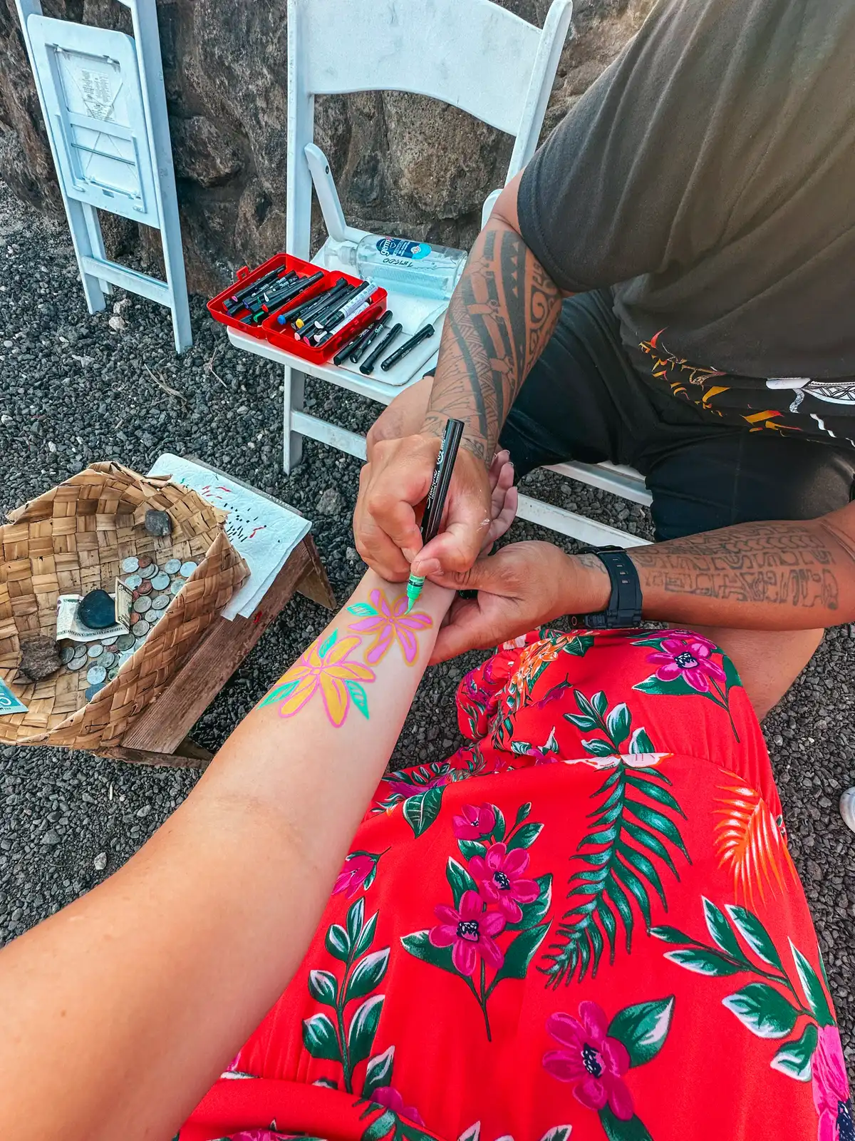 Tattoo Station At Mauka Warriors Luau In Hawaii