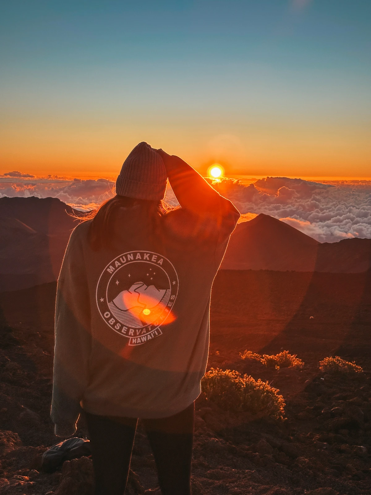 Woman Watching Sunrise At Haleakala On Maui