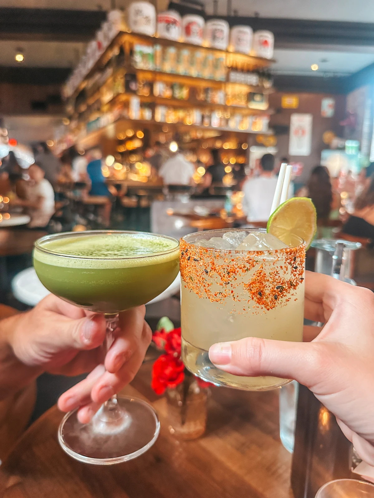 Cheersing Drinks At Tori Bar In Tampa Florida