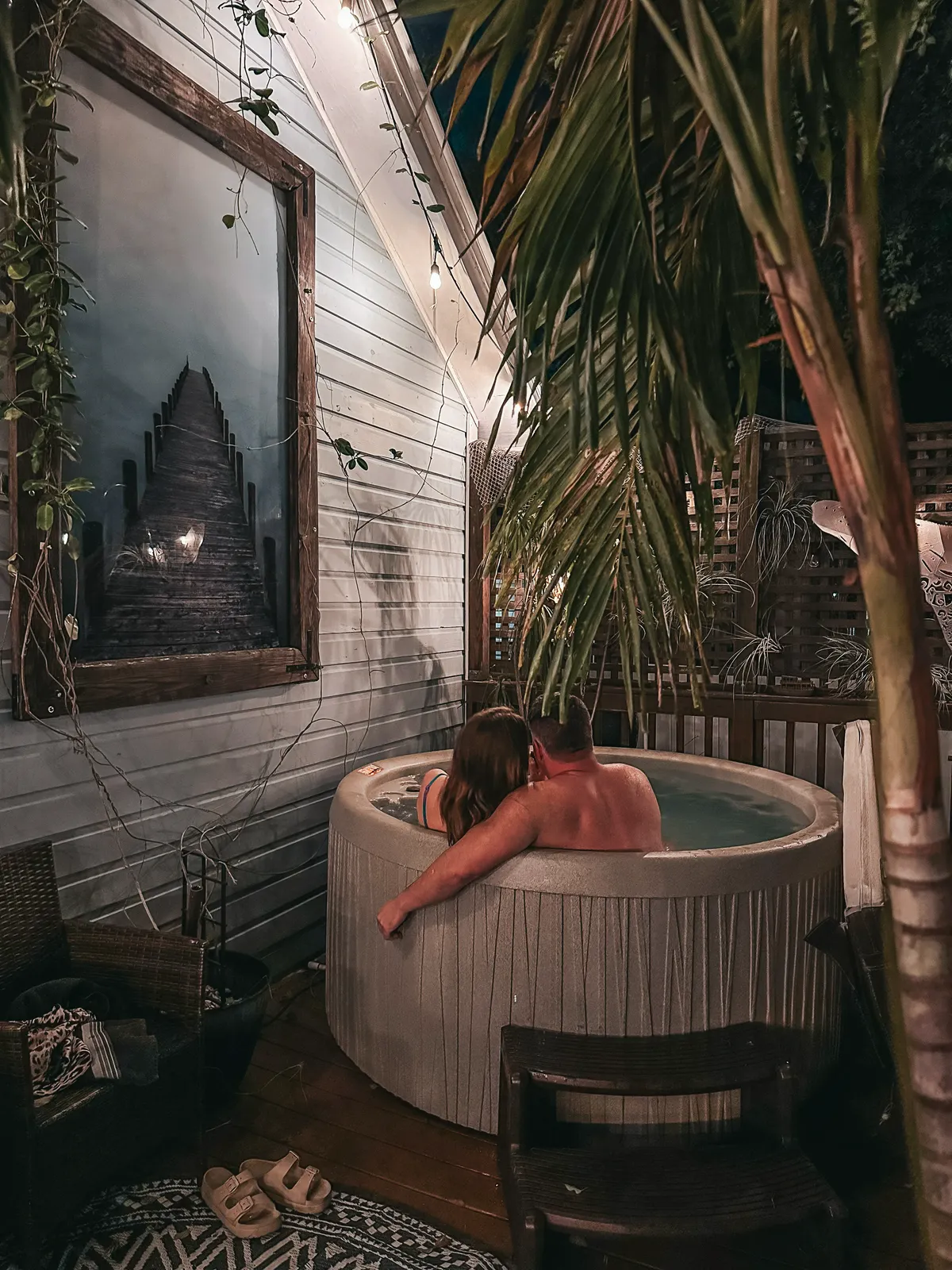 Couple Enjoying The Jaccuzi At Cozy AF Tiny House In Tampa