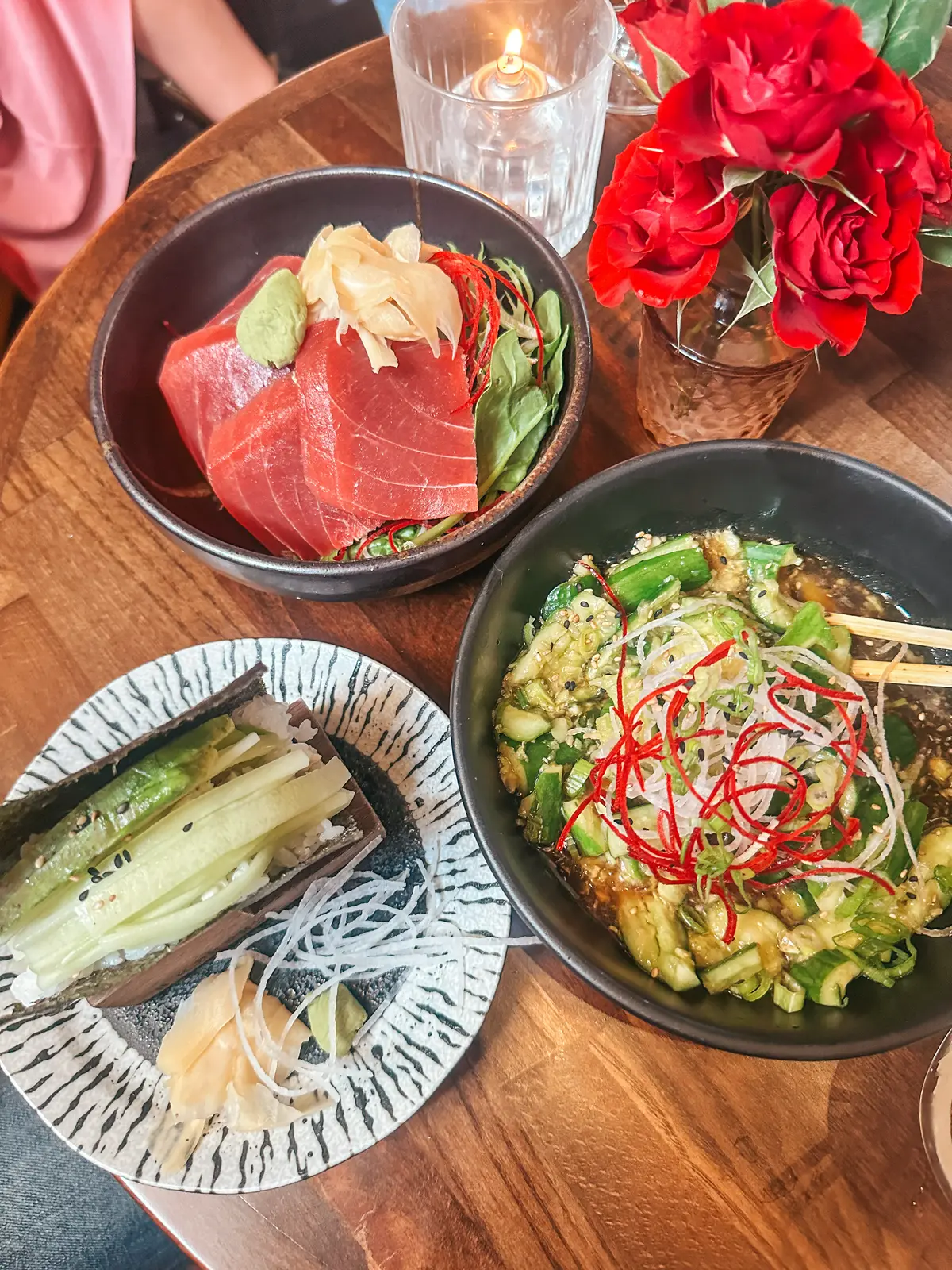 Hand Roll And Tuna Sashimi From Tori Bar Restaurant In Tampa Florida