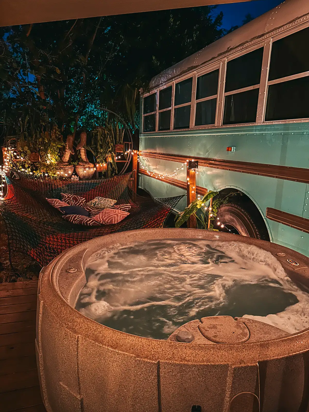 Jacuzzi And Hammock Area At Cozy AF Medusa Bus Unique VRBO In Tampa