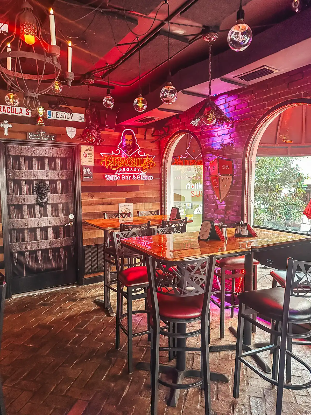 Spooky Vibes And Seating Area At Draculas Legacy Wine Bar And Bistro In St Pete