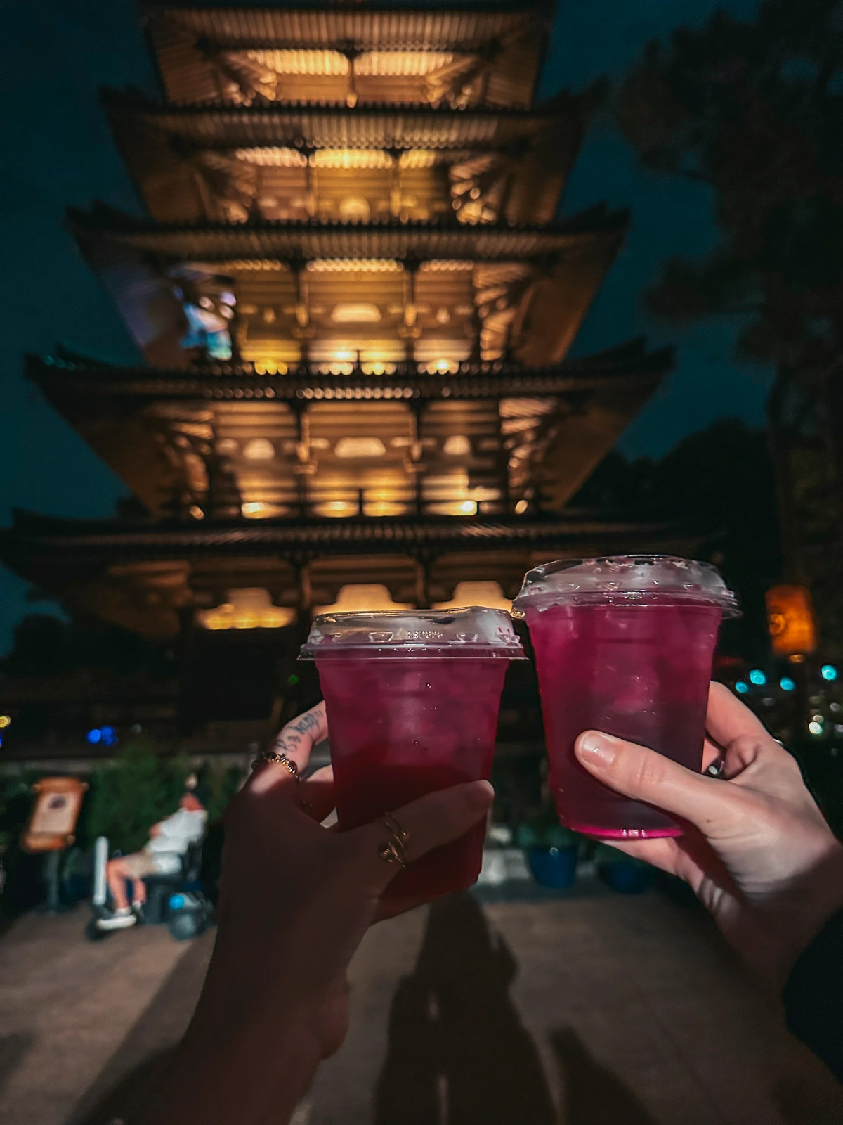 Cheersing Violet Sake At The Japan Pavilion In Epcot